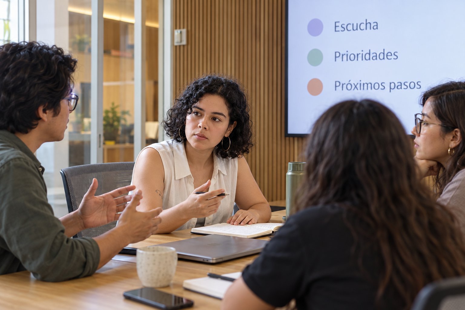 Elizabeth Colín facilitando un taller con una organización